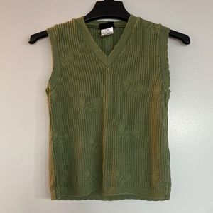 Y2k no boundaries ribbed sweater tank top butterflies scalloped edge green xs